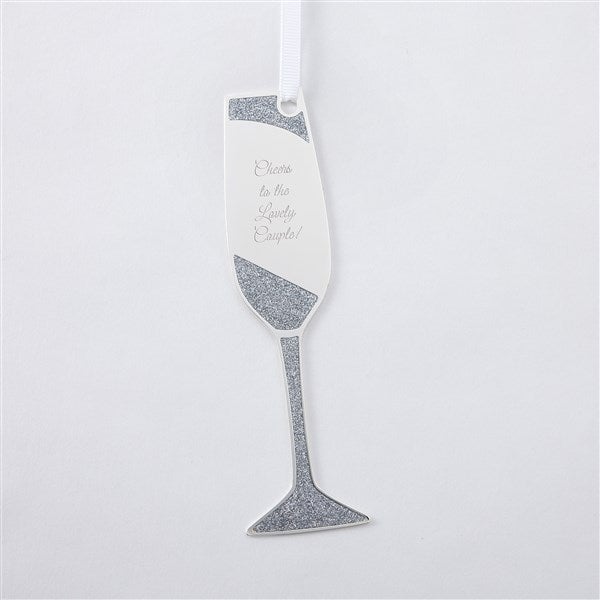 Engraved Silver Sparkling Champagne Flute Metal Ornament  - 56450