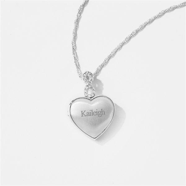 Engraved Silver Infinity Bail Heart Locket  - 56456