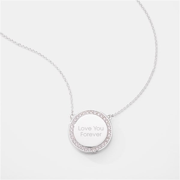 Engraved Silver Pave Round Sliding Locket - 56467