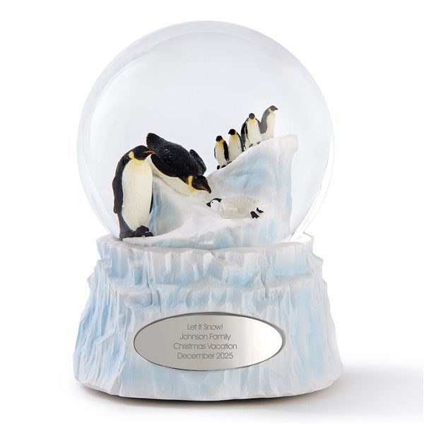 Engraved Penguins Rotating Musical Snow Globe   - 56526