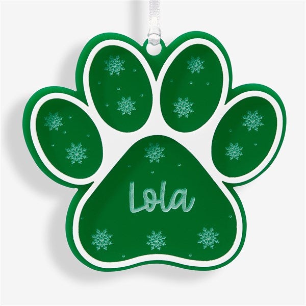 Snowflake Paw Personalized 2 Layer Acrylic Pet Ornament  - 56548