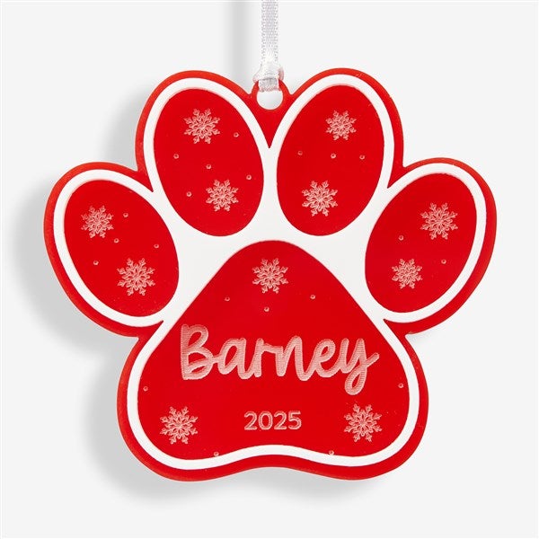 Snowflake Paw Personalized 2 Layer Acrylic Pet Ornament  - 56548