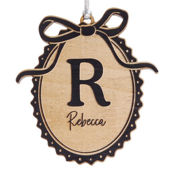Engraved Wood Bow Initial Ornament by Jessie James Decker - 56578