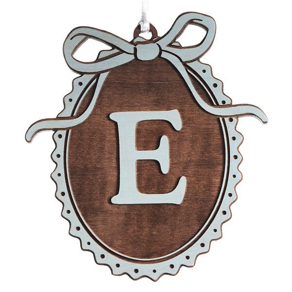 Engraved Wood Bow Initial Ornament by Jessie James Decker - 56578