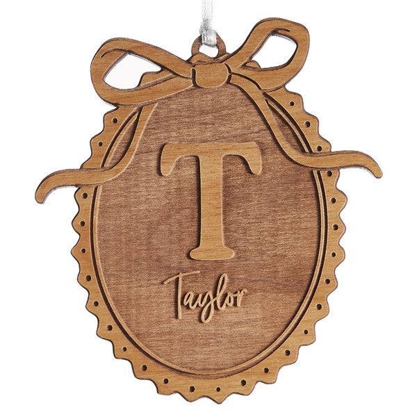 Engraved Wood Bow Initial Ornament by Jessie James Decker - 56578