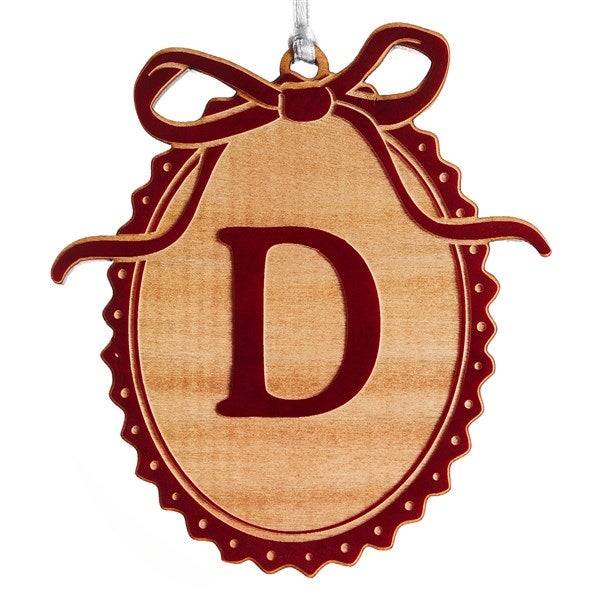 Engraved Wood Bow Initial Ornament by Jessie James Decker - 56578