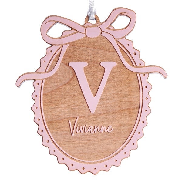 Engraved Wood Bow Initial Ornament by Jessie James Decker - 56578