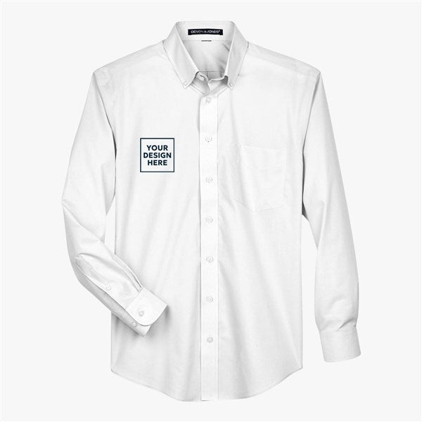 Custom Devon & Jones Crown Collection® Broadcloth Woven Dress Shirt - White - 56593