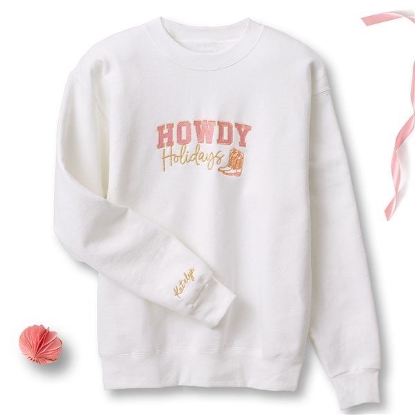 Embroidered Howdy Holidays Sweatshirts by Jessie James Decker - 56614