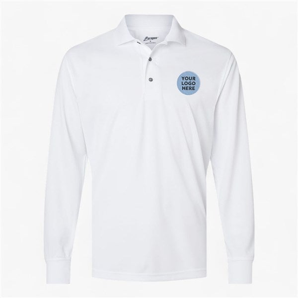 Custom Men's Paragon Prescott Long Sleeve Polo - White - 56713