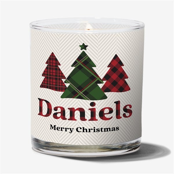 Plaid Christmas Tree Personalized 8oz Glass Candle  - 56734