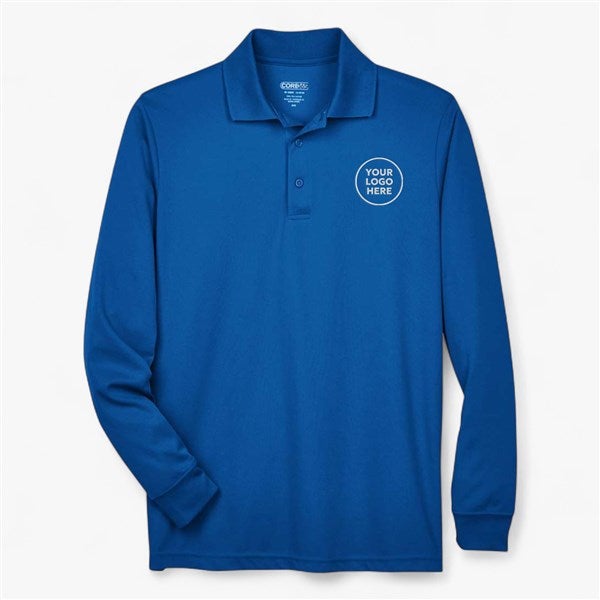 Custom Men's Core365 Performance Long Sleeve Piqué Polo - True Royal - 56737