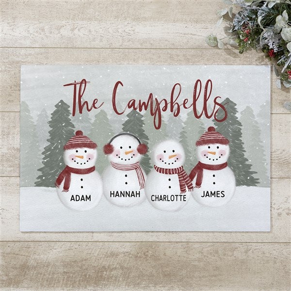 Watercolor Snowman Personalized Doormat- 18x27 - 56925
