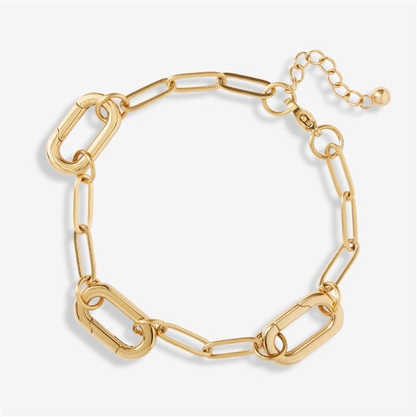 Gold Paperclip Chain Charm Clasp Bracelet - 56937