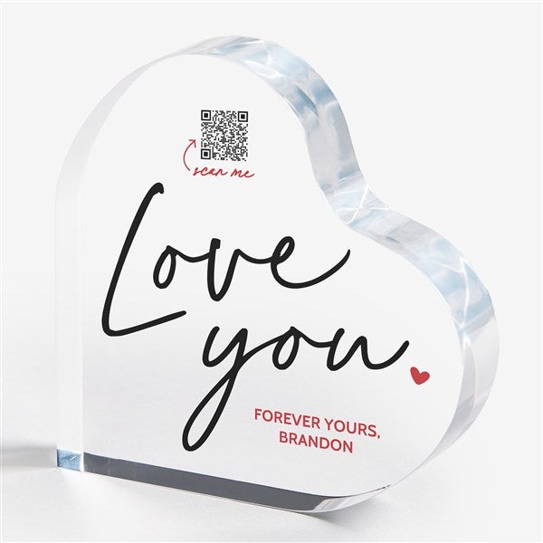 Love You Personalized Video QR Code Acrylic Heart Keepsake - 57145