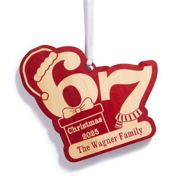 Personalized 6 7 Meme Wood Christmas Ornament - 57175