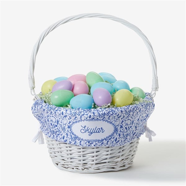 Bunny Toile Personalized Easter Basket with Folding Handle - 57192