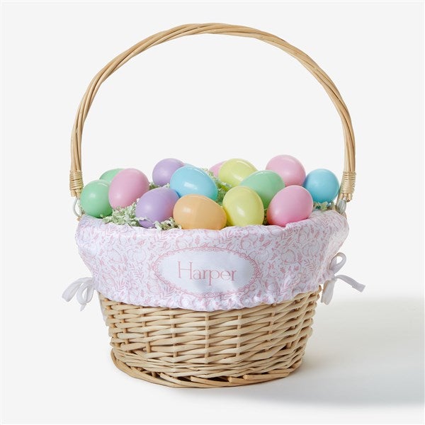 Bunny Toile Personalized Easter Basket with Folding Handle - 57192