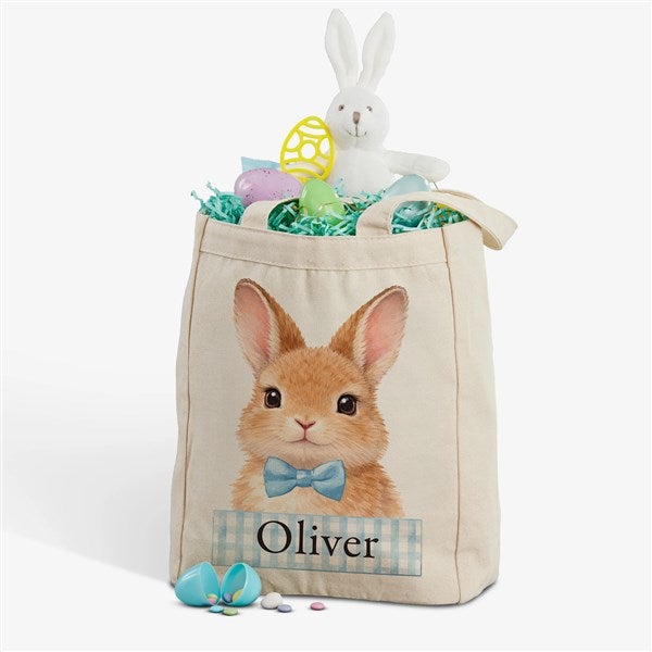 Storybook Boy Bunny Personalized Easter Canvas Tote Bags - 57194
