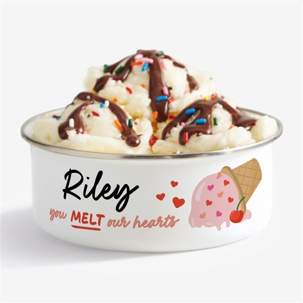 You Melt My Heart Personalized Kids Enamel Bowl with Lid - 57225