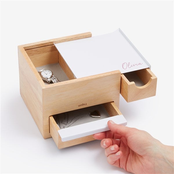 Simple Name Personalized White Stowit Jewelry Organizer  - 57261