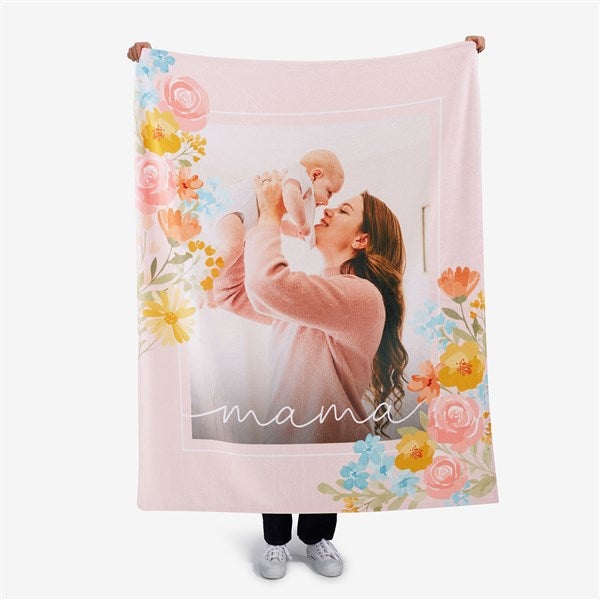 Sweet Blooms Personalized Floral Fleece Photo Blanket  - 57270