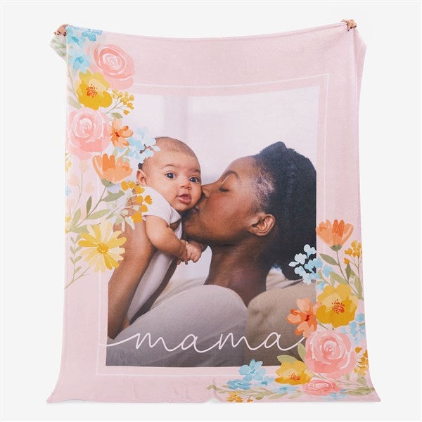 Sweet Blooms Personalized Floral Fleece Photo Blanket  - 57270