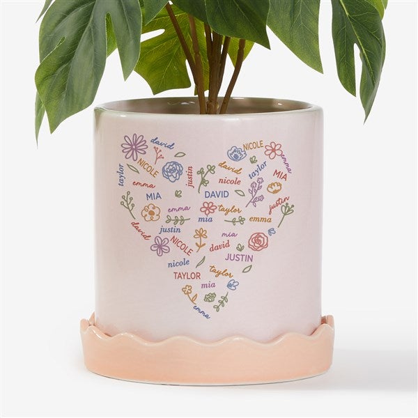 Blooming Heart Personalized Ceramic Flower Pot - Pink - 57367