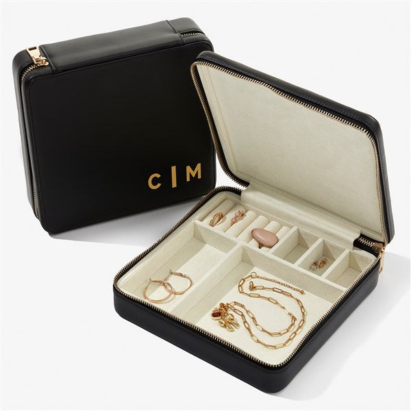 Bold & Chic Personalized Leatherette Large Square Jewelry Case  - 57455
