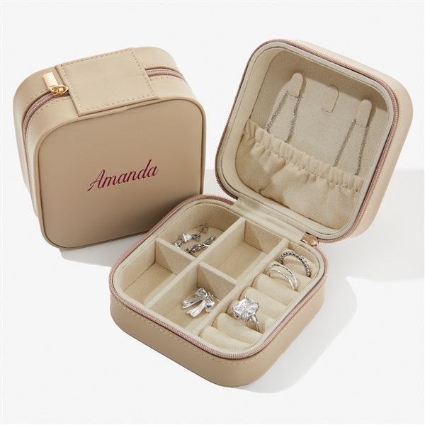 Bold & Chic Personalized Small Leatherette Travel Jewelry Case  - 57459