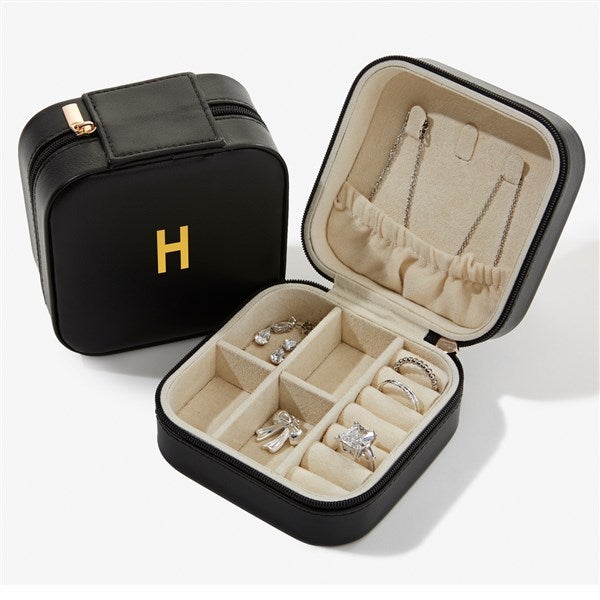 Bold & Chic Personalized Small Leatherette Travel Jewelry Case  - 57459