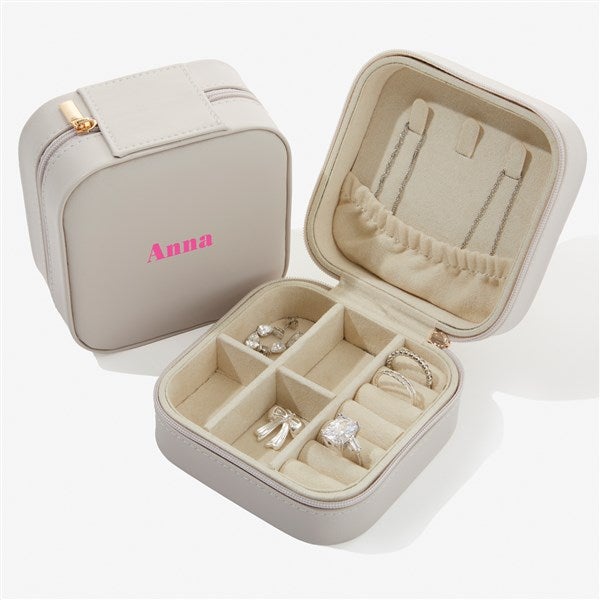 Bold & Chic Personalized Small Leatherette Travel Jewelry Case  - 57459
