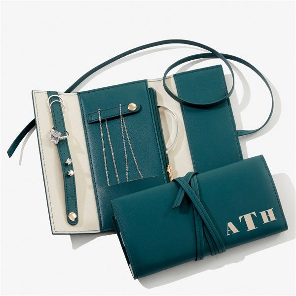 Bold & Chic Personalized Leatherette Jewelry Roll  - 57462