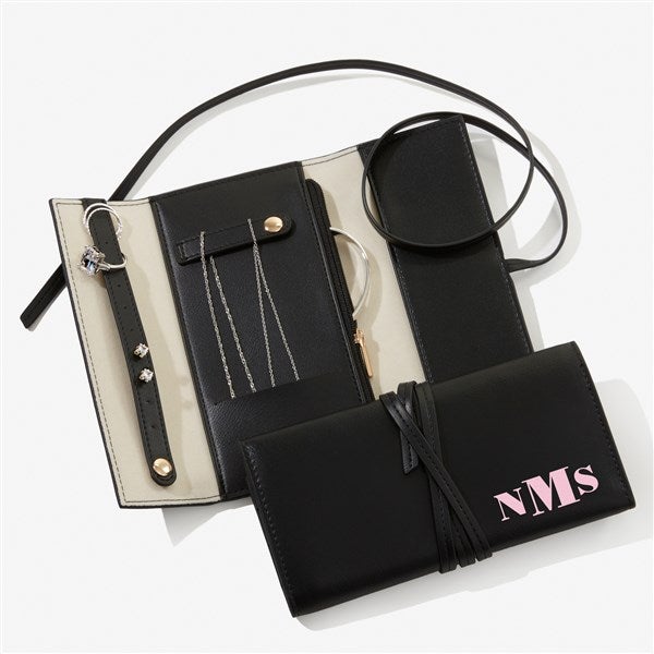 Bold & Chic Personalized Leatherette Jewelry Roll  - 57462