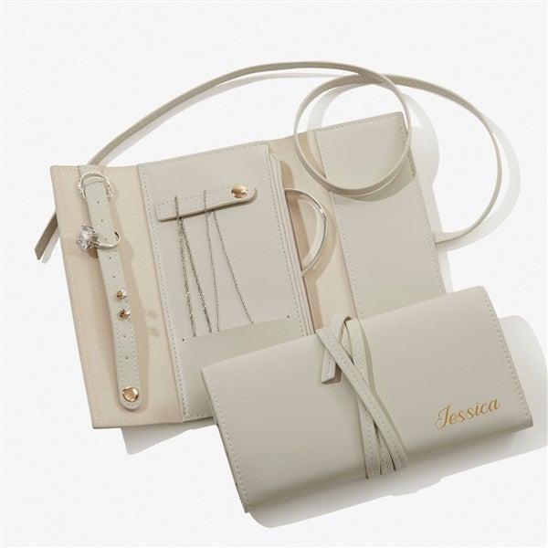 Bold & Chic Personalized Leatherette Jewelry Roll  - 57462