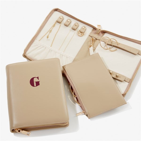 Bold & Chic Personalized Leatherette Bi-fold Jewelry Case  - 57465