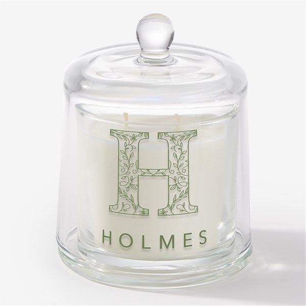 Floral Initial Personalized Cloche Candle  - 57473