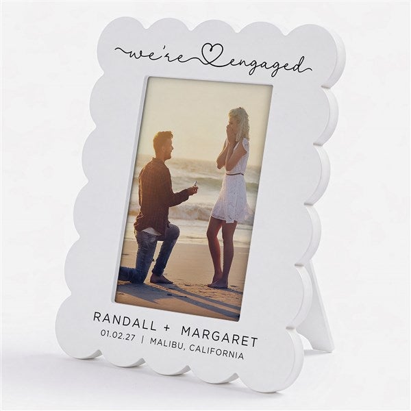 Newly Engaged Personalized Scallop Edge Picture Frame - 57483