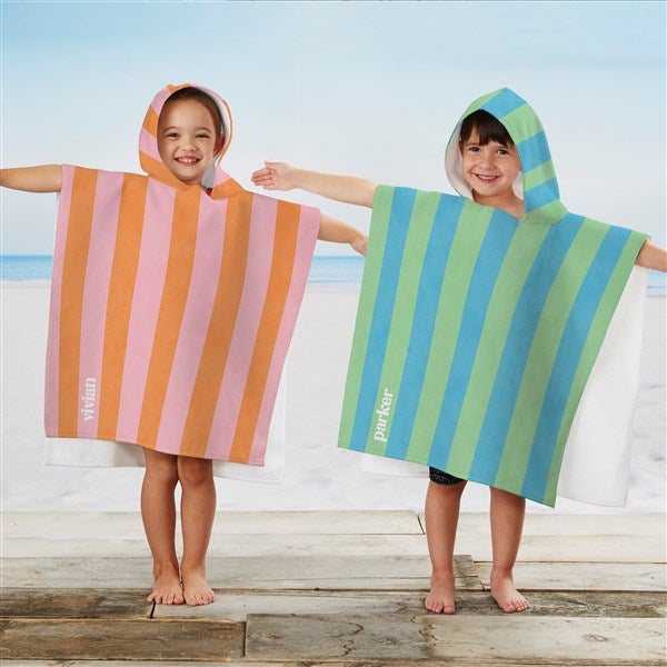 Summer Stripes Personalized Kids Poncho Beach Towel - 57532