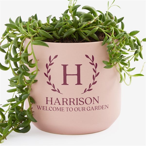 Laurel Initial Personalized Ceramic Planter - Pink - 57590