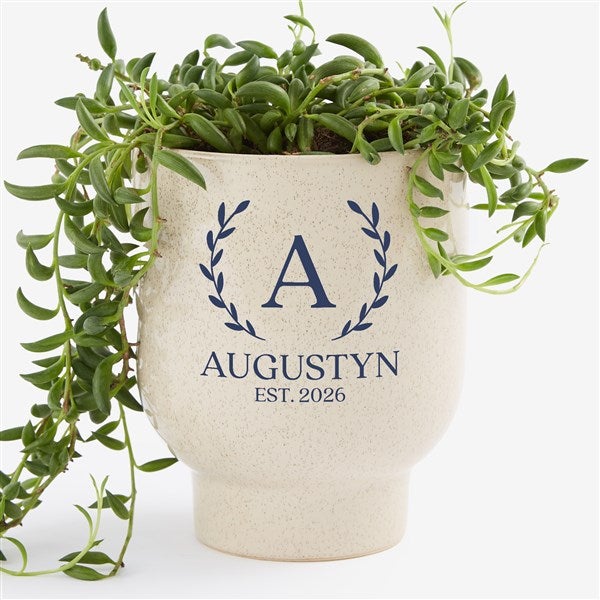 Laurel Initial Personalized Pedestal Flower Pot - Tan  - 57593