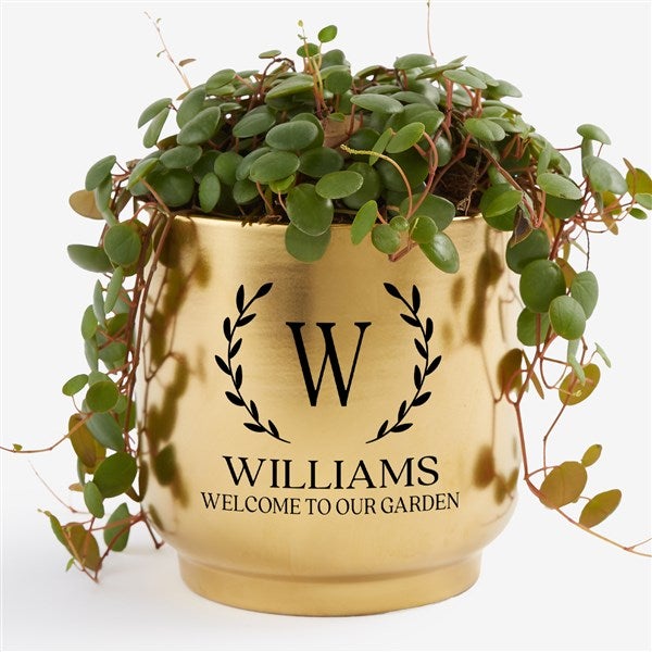 Laurel Initial Personalized Gold Planter  - 57596