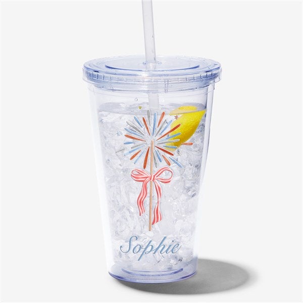 Watercolor Freedom Personalized 17 oz. Acrylic Insulated Tumbler - 57657