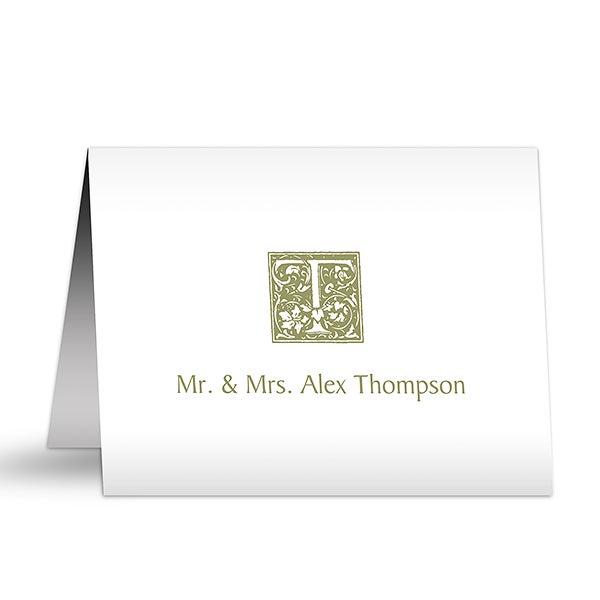 Floral Monogram Personalized Note Cards - 5768