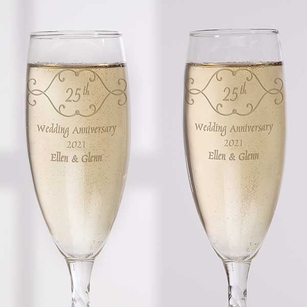 Personalized Anniversary Champagne Flutes Set of 2
