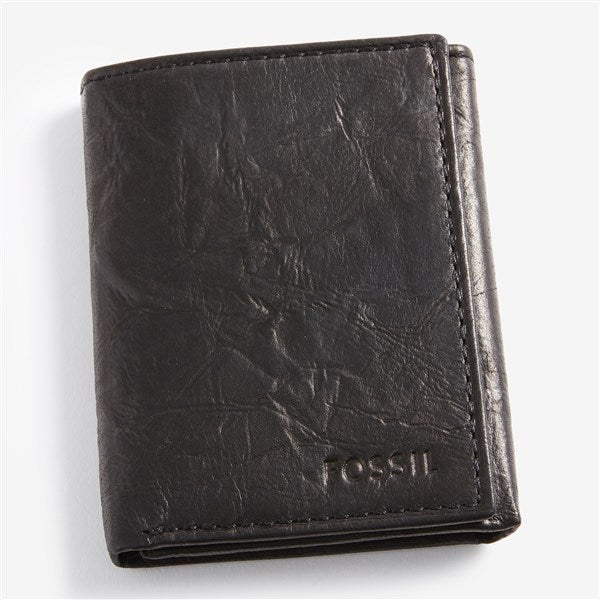 Engraved Fossil Black Ingram Trifold Wallet - 57723