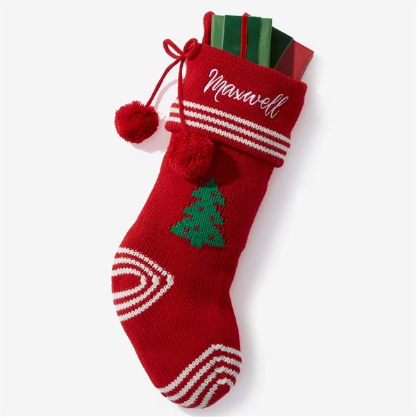 Embroidered Nostalgic Knit Christmas Stockings - 57800
