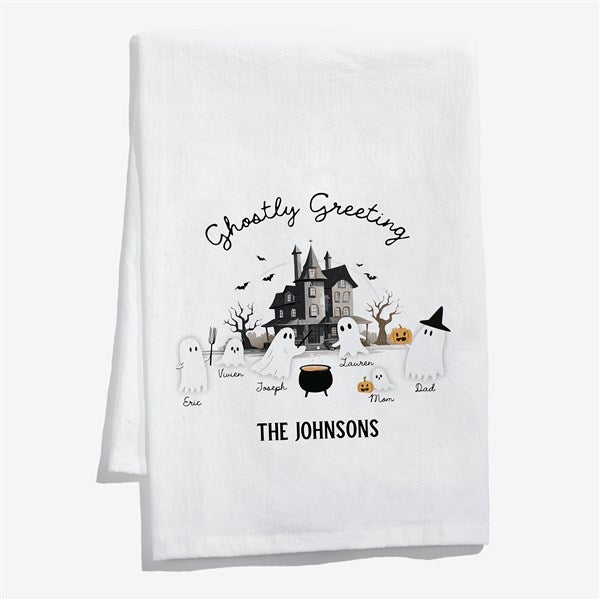 Ghostly Greetings Personalized Halloween Tea Towel - 58040