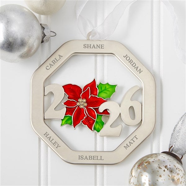 2026 Poinsettia Year Personalized Metal Ornament - 58077