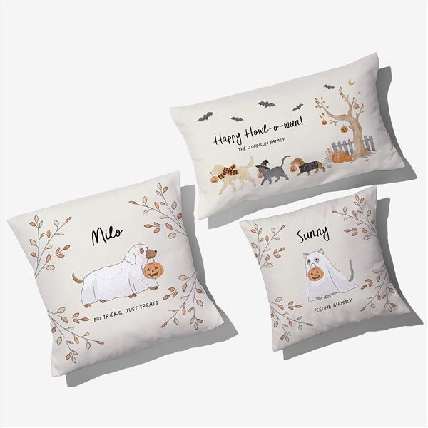 Halloween Paws Personalized Throw Pillows - 58152